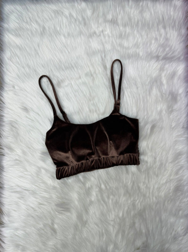 Crop Velvet Padded Bralette Top