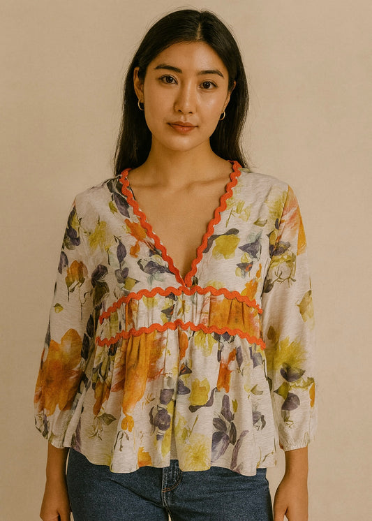 Printed Peplum Top