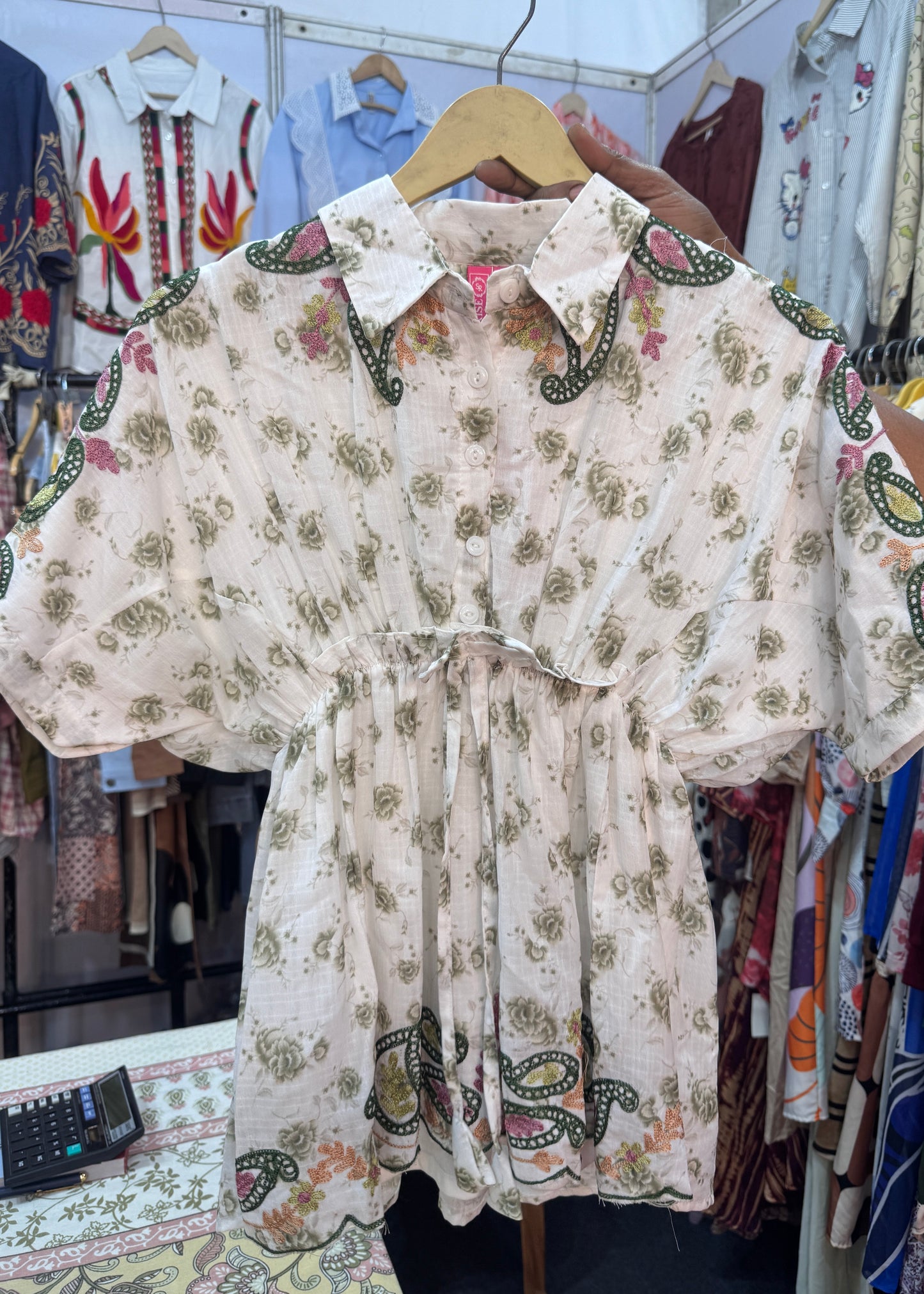 Embroidered Peplum Shirt