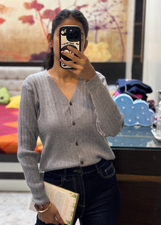 Plain Classic Knitted Shirt Top