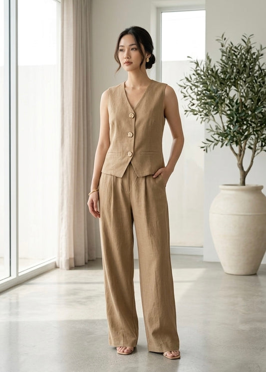 2Pc Set - Cotton Waist Coat with Pant