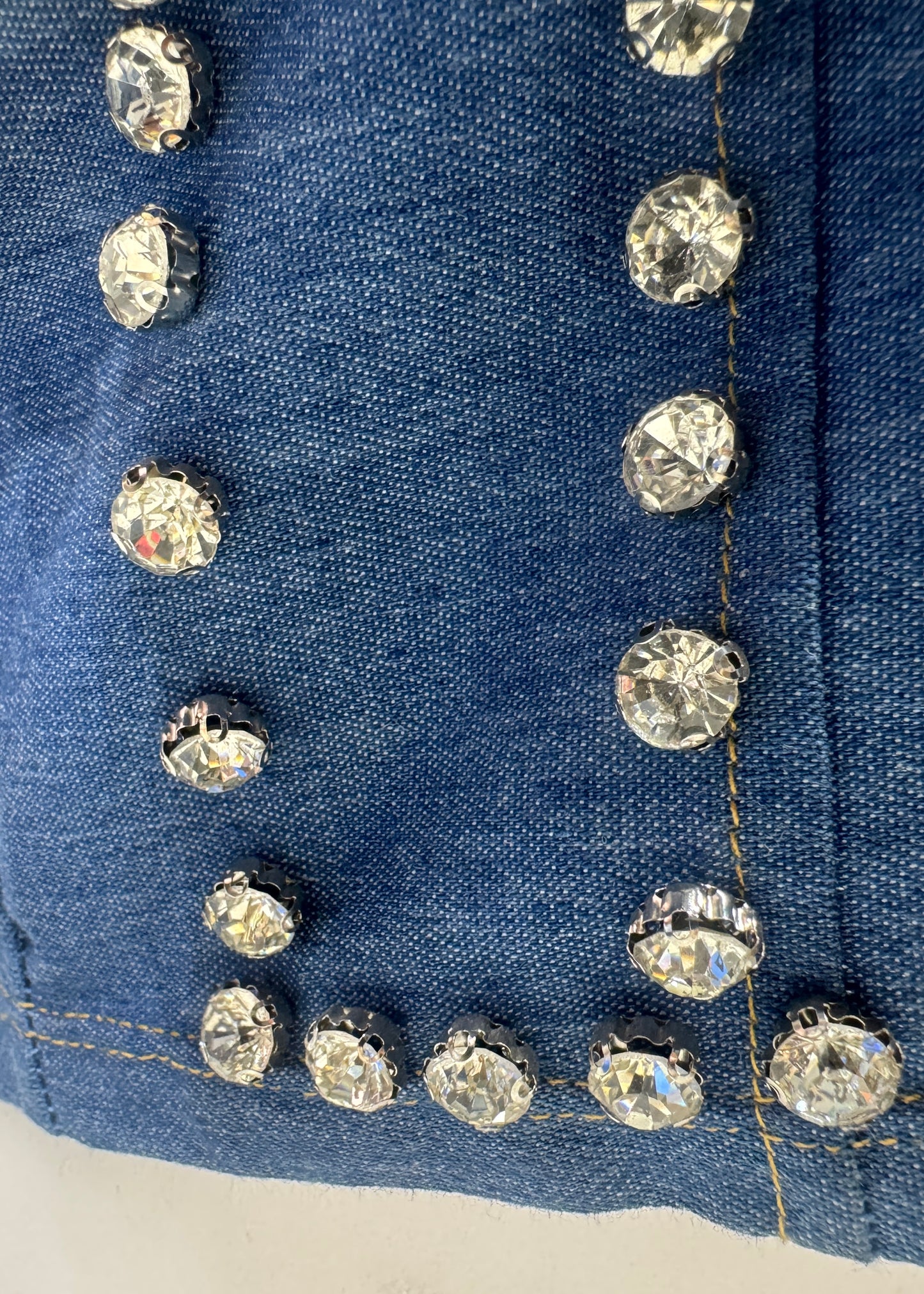 Stone Studded Light Denim Bralette