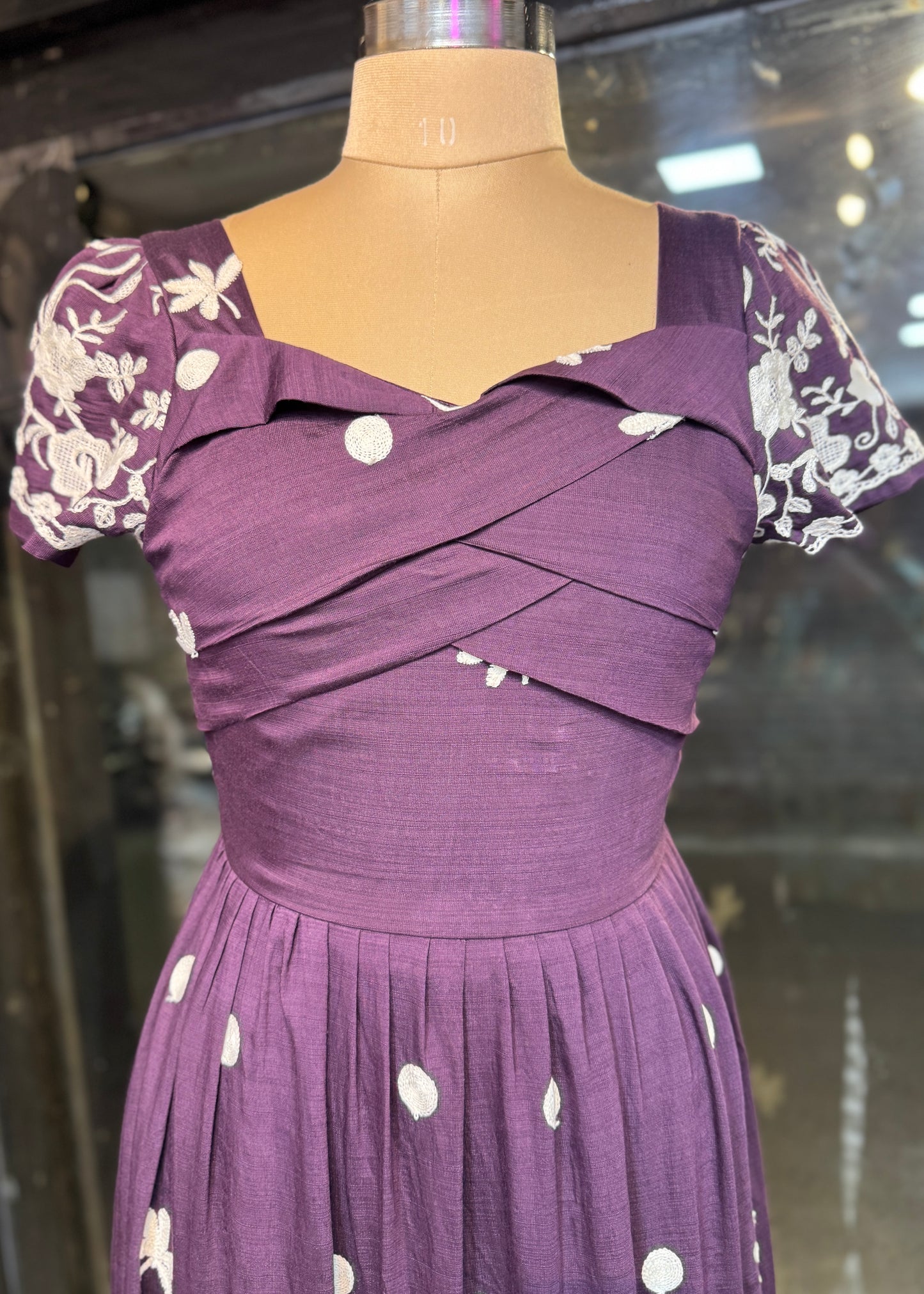 Cotton Linen Embroidered Midi Dress