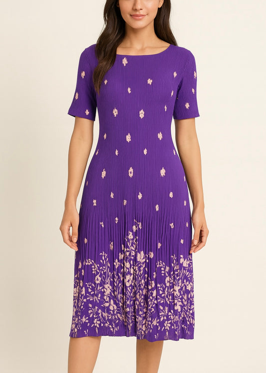 Printed Pleated Midi Dress (P)