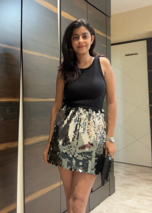 Short Sequins Skirt (silver)