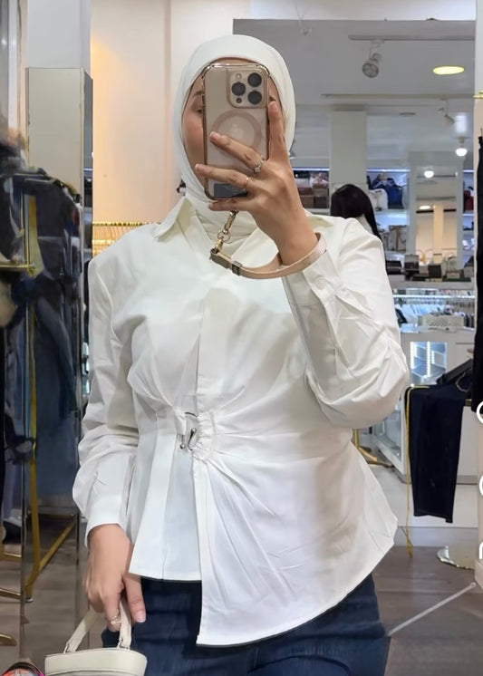 Classic Plain Shirt with Side Ruched Design