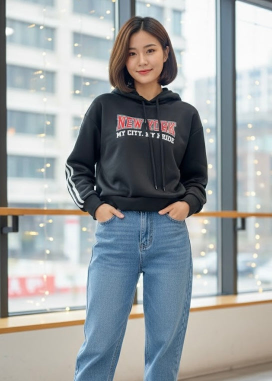 Light Cropped Hoodie Sweatshirt