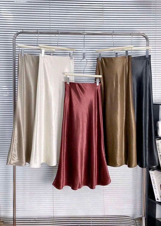 Long plain Satin Skirt