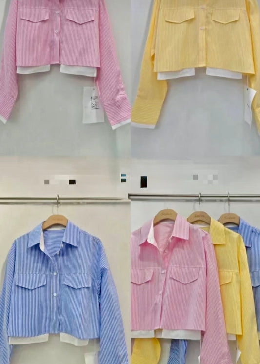 Vibrant Striped Crop Shirt