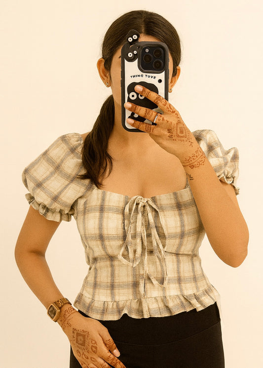 Cute Front Tie Peplum Top