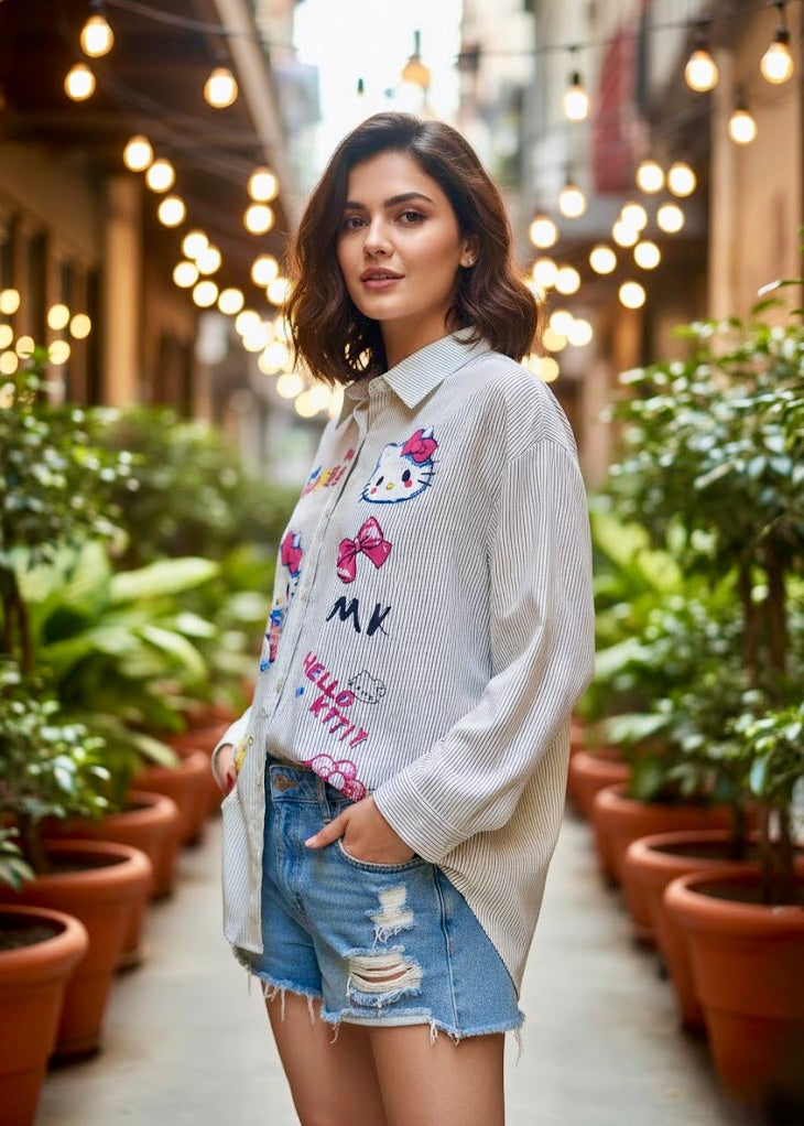 Cute Helo Kitty Printed Shirt