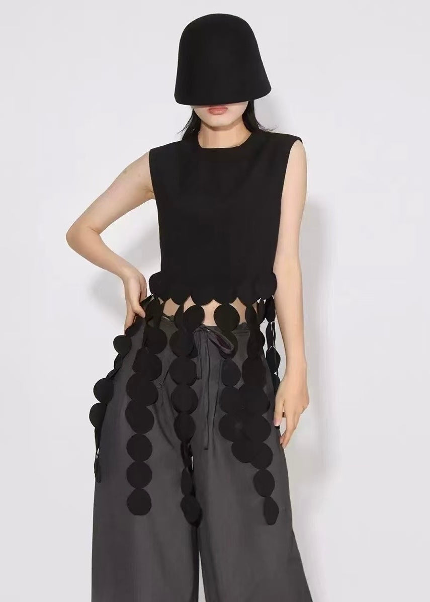 Crop Top with Hanging Circular Cutouts
