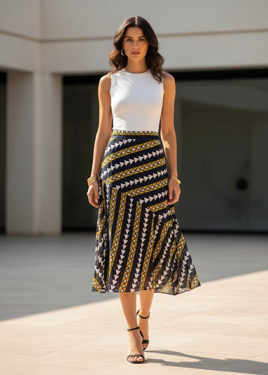 Lightweight Printed Flowy Skirt