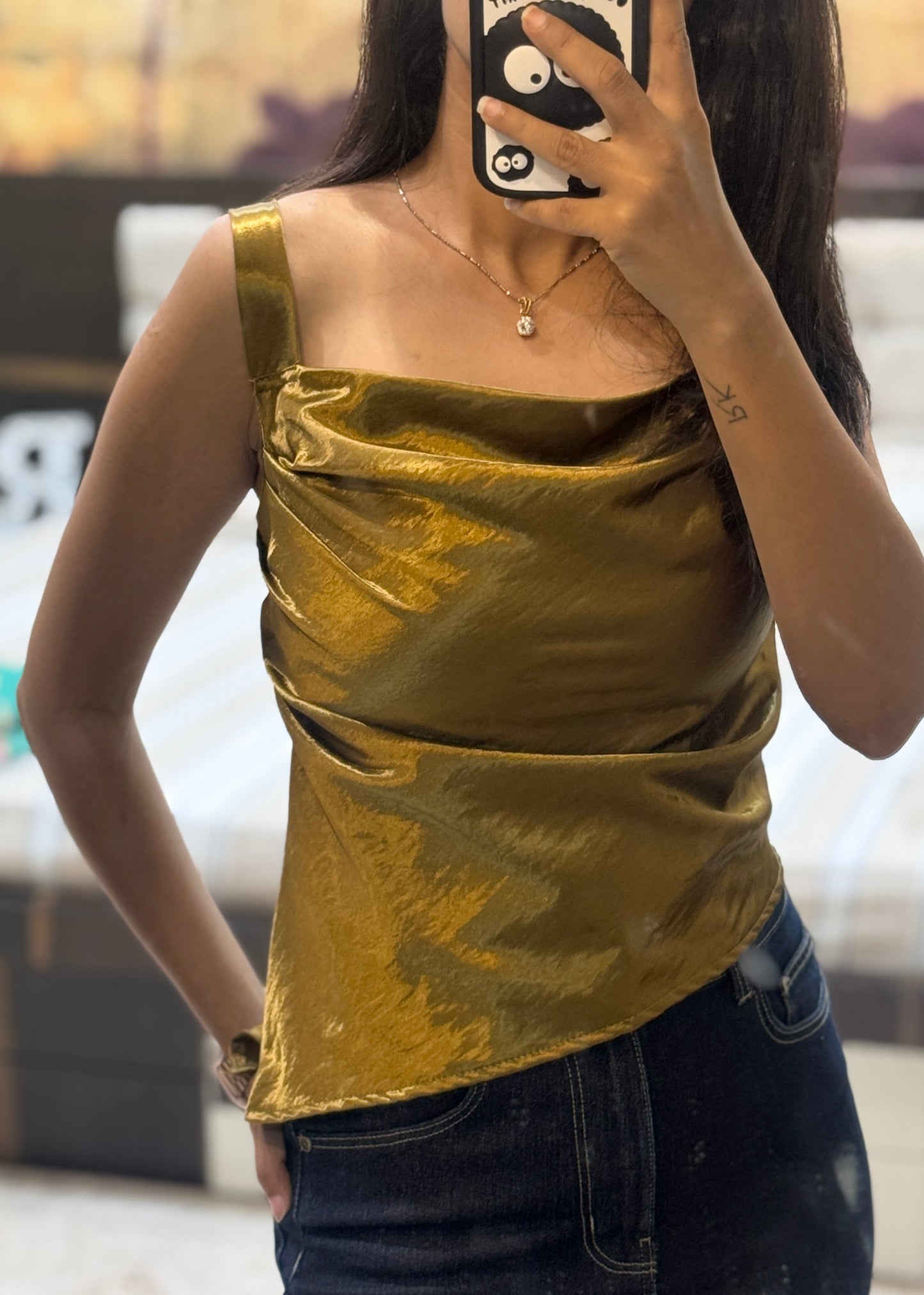 Plain Satin Cowl Neck Tops