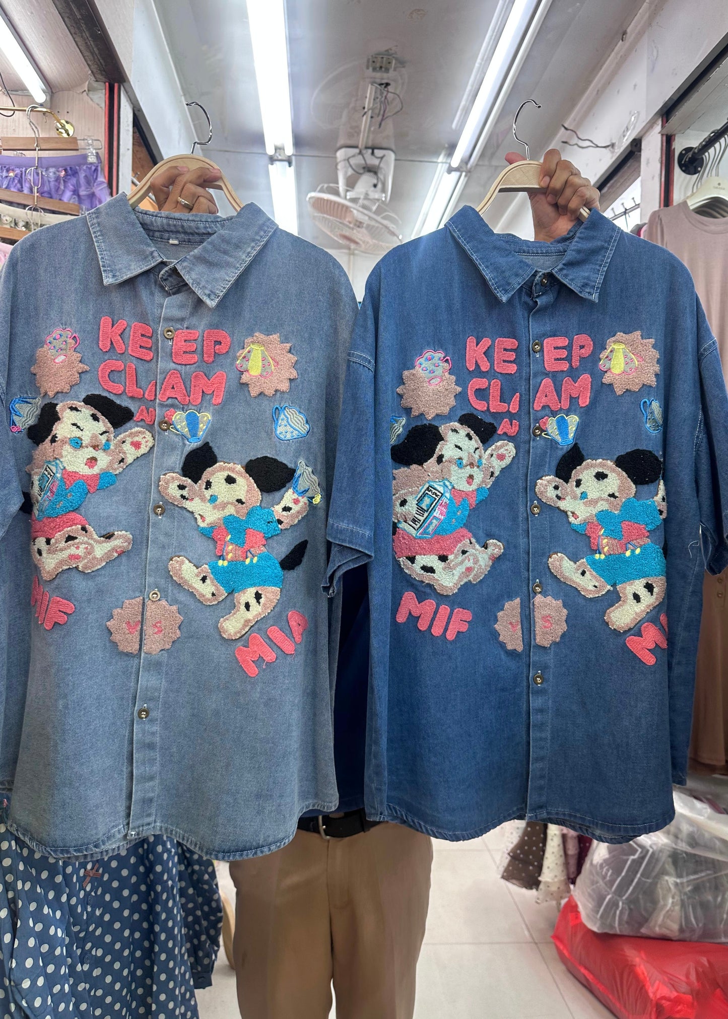 Embroidered Oversized Denim Shirt
