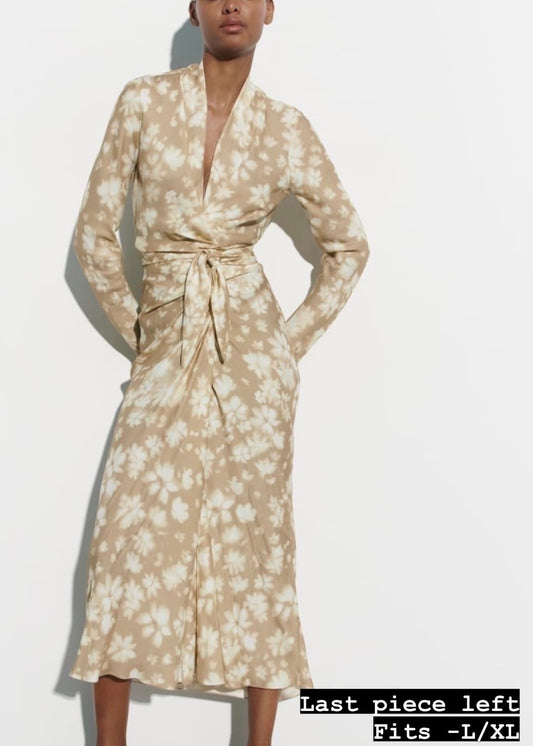 Printed Wrap Around Long Dress