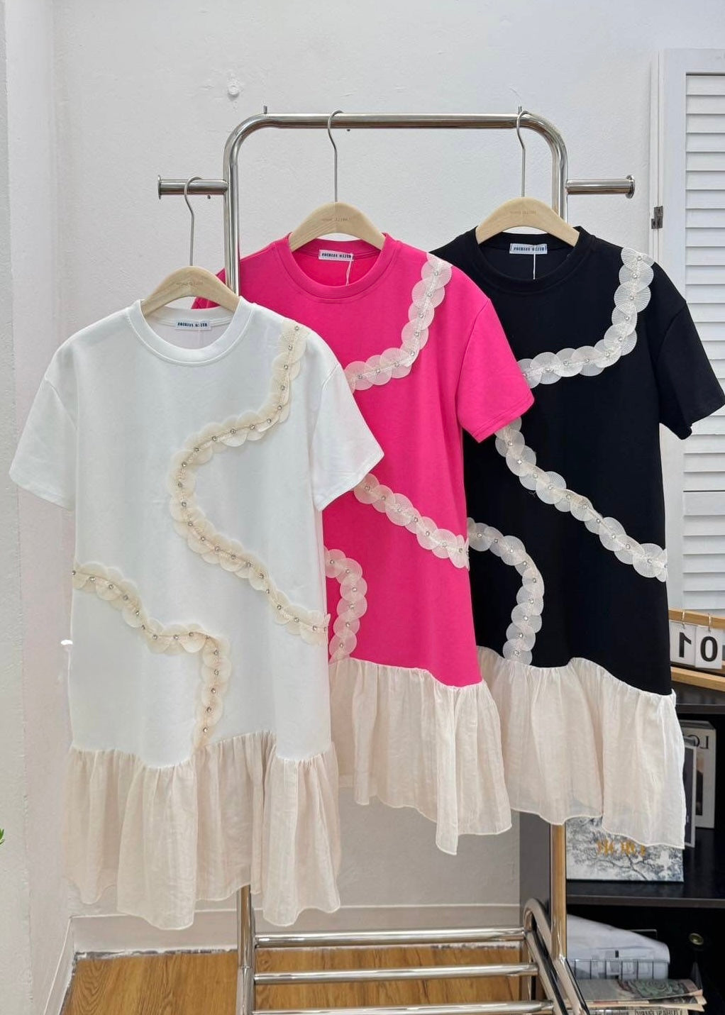 T-shirt Dress with Frill Hemline