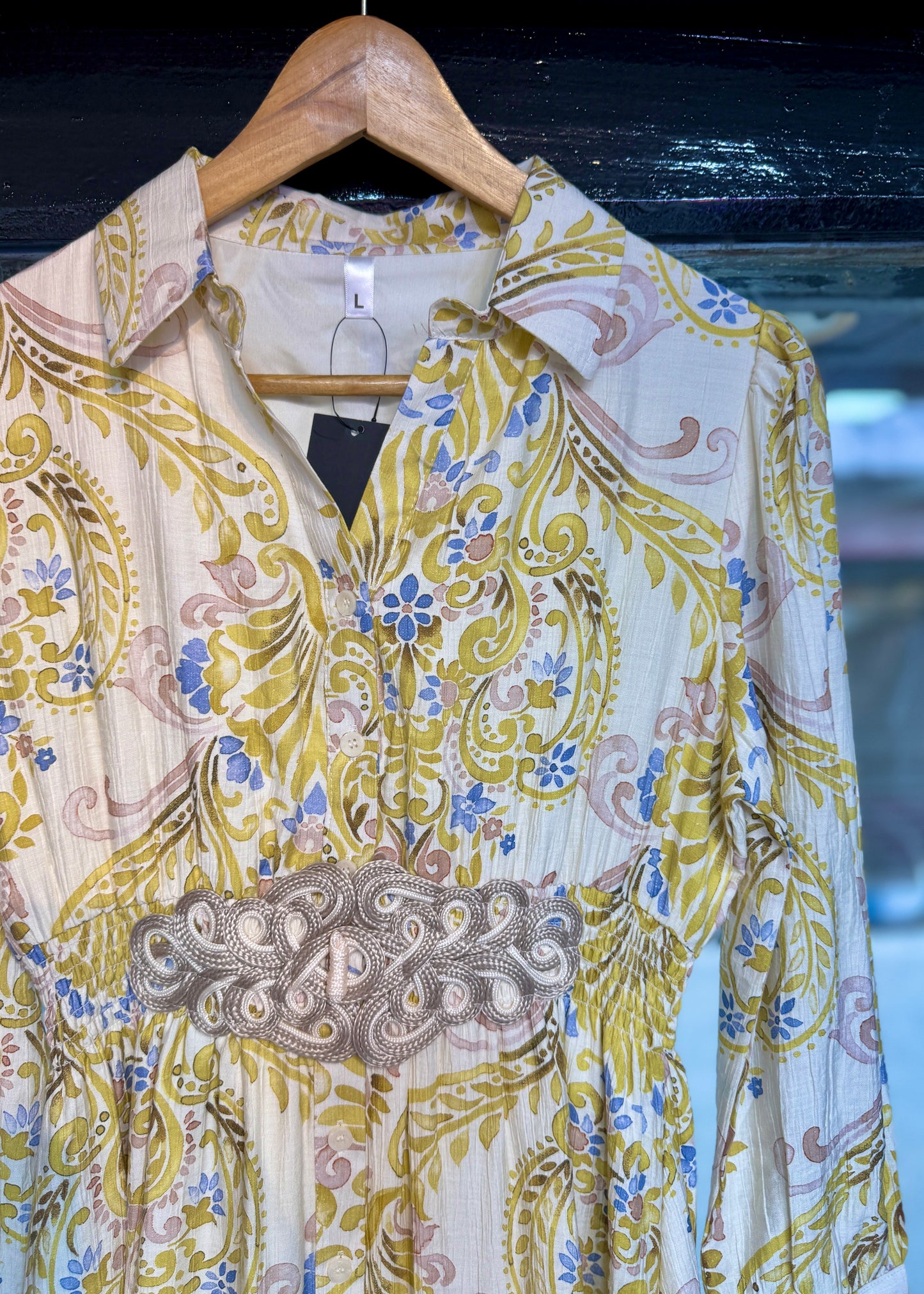 Summery Printed Cotton Dress with Belt