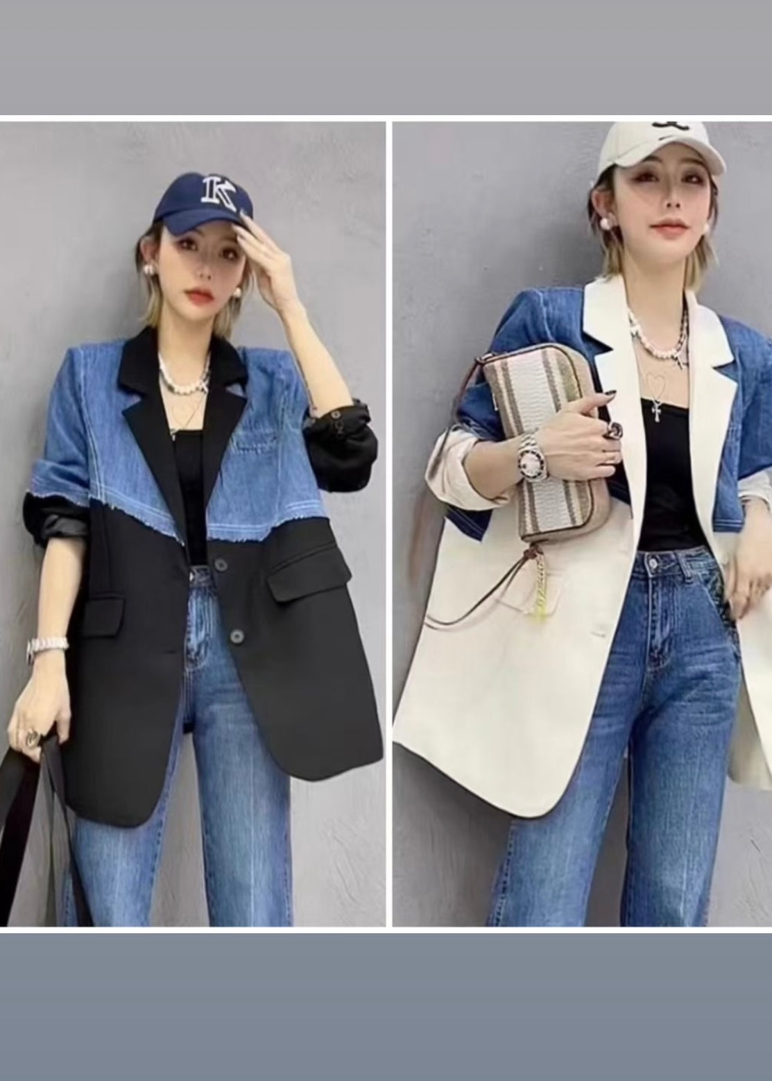 Blazer with Denim Patch Work
