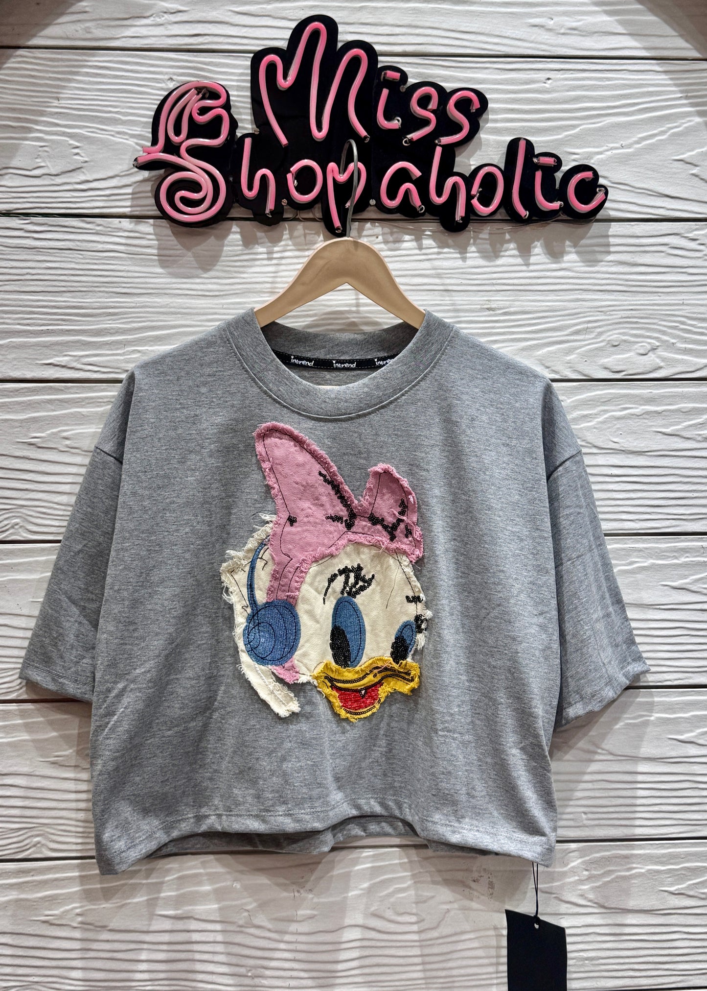 Duck Patchwork Oversized Crop T-shirt