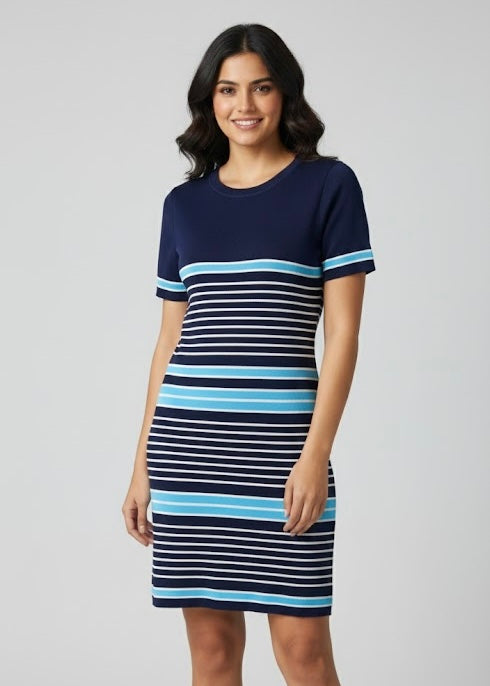 Thin Striped Knitted T-shirt Dress