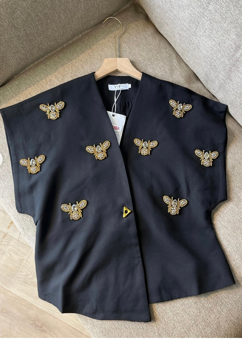 2 Pc Set - Embellished Blazer Top with Trouser Pant