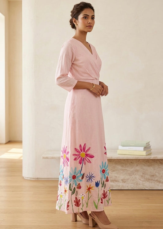 Long Cotton Dress with Floral Print