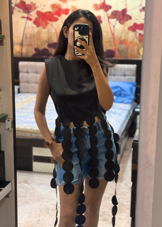 Crop Top with Hanging Circular Cutouts