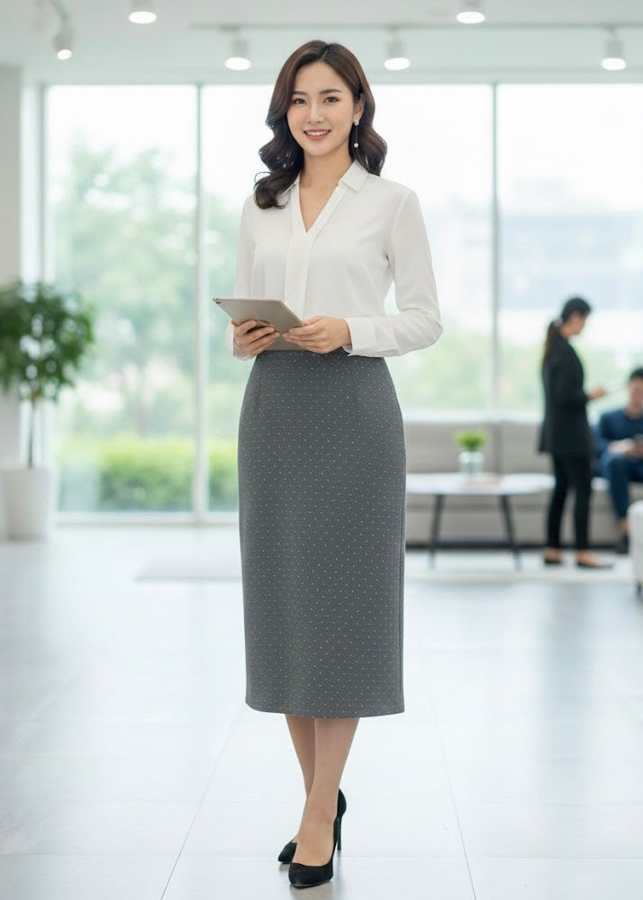 Small Polka Dot Straight Fit Skirt