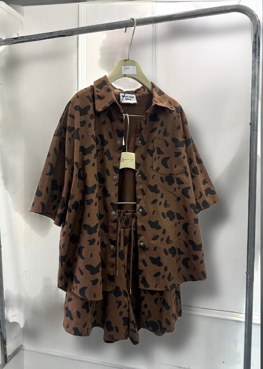2 Pc Set - Animal Printed Shirt and Shorts.