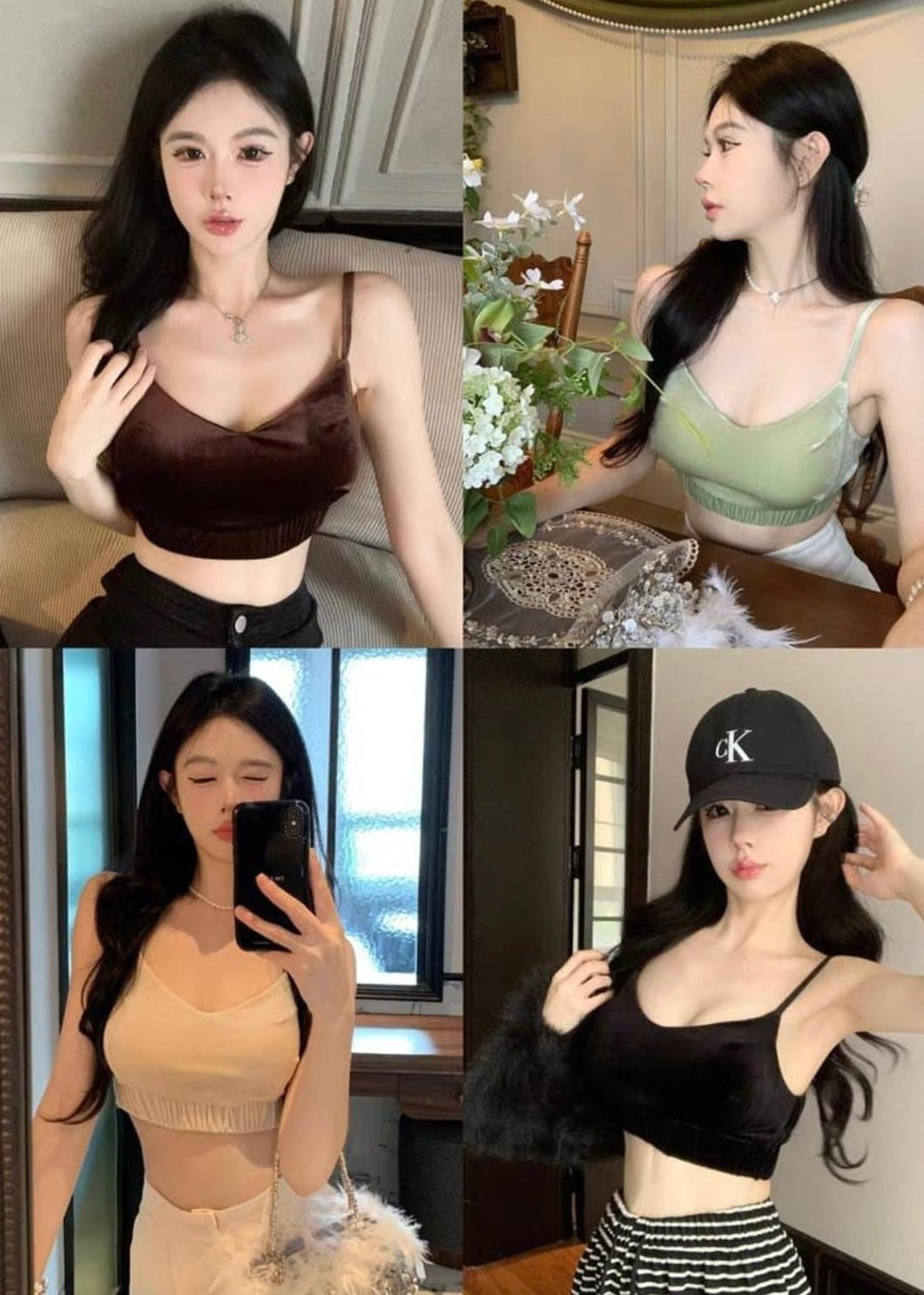 Crop Velvet Padded Bralette Top