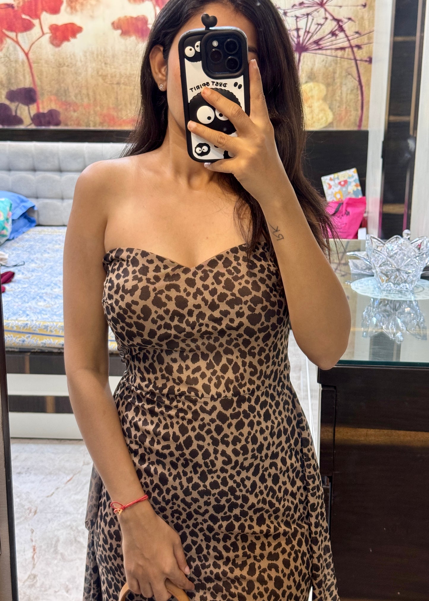 Off Shoulder Animal Printed Bodycon Dress