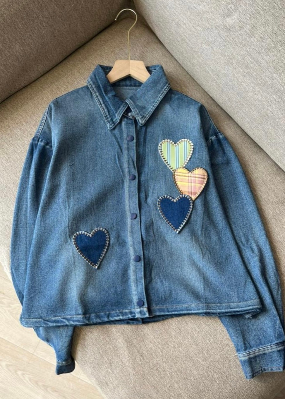 Heart Patchwork Denim Shirt