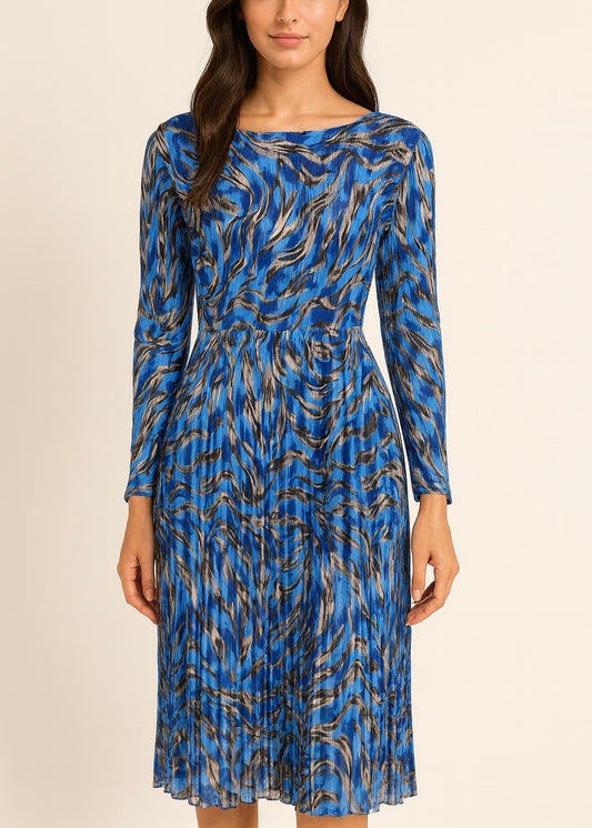 Printed Pleated Midi Dress