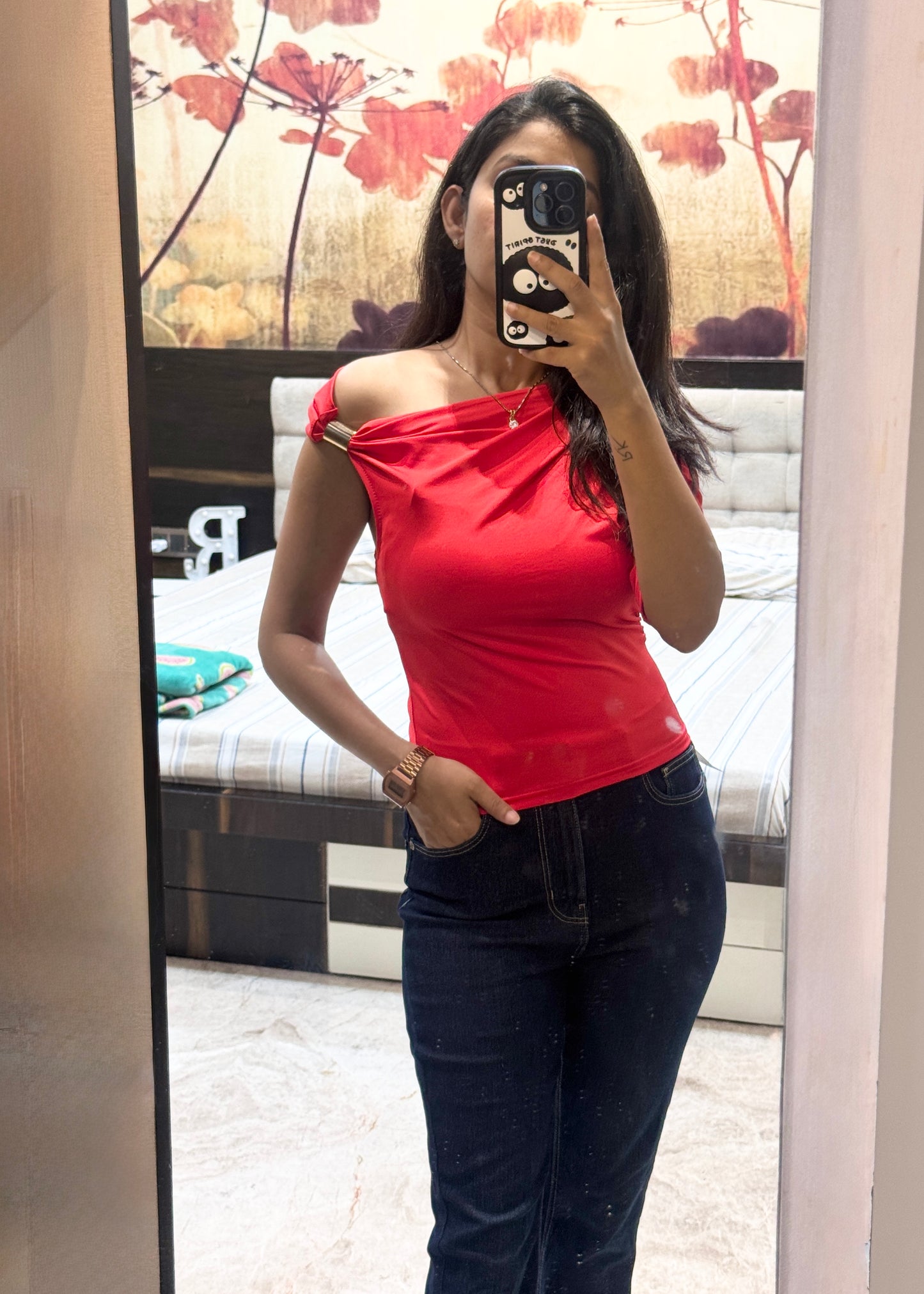 Plain Fitted Top with Stylised Neckline