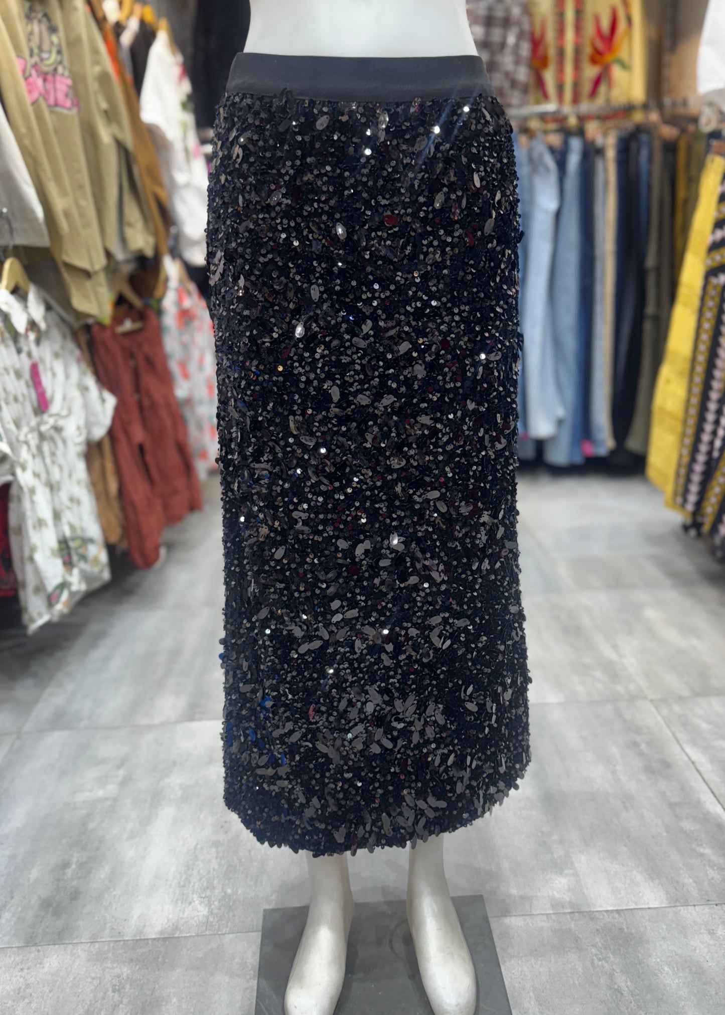Sequins Studded Long Party Skirt
