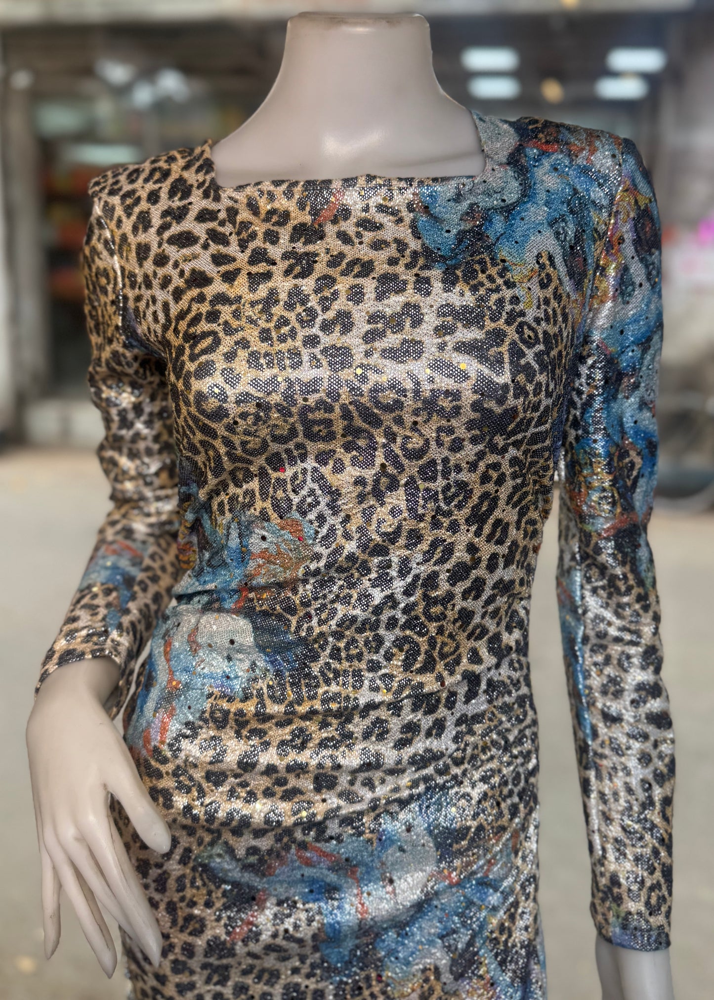 Animal Print Partywear Shimmer Bodycon Dress