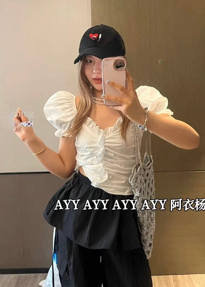 Puffy Sleeve Fitted Top
