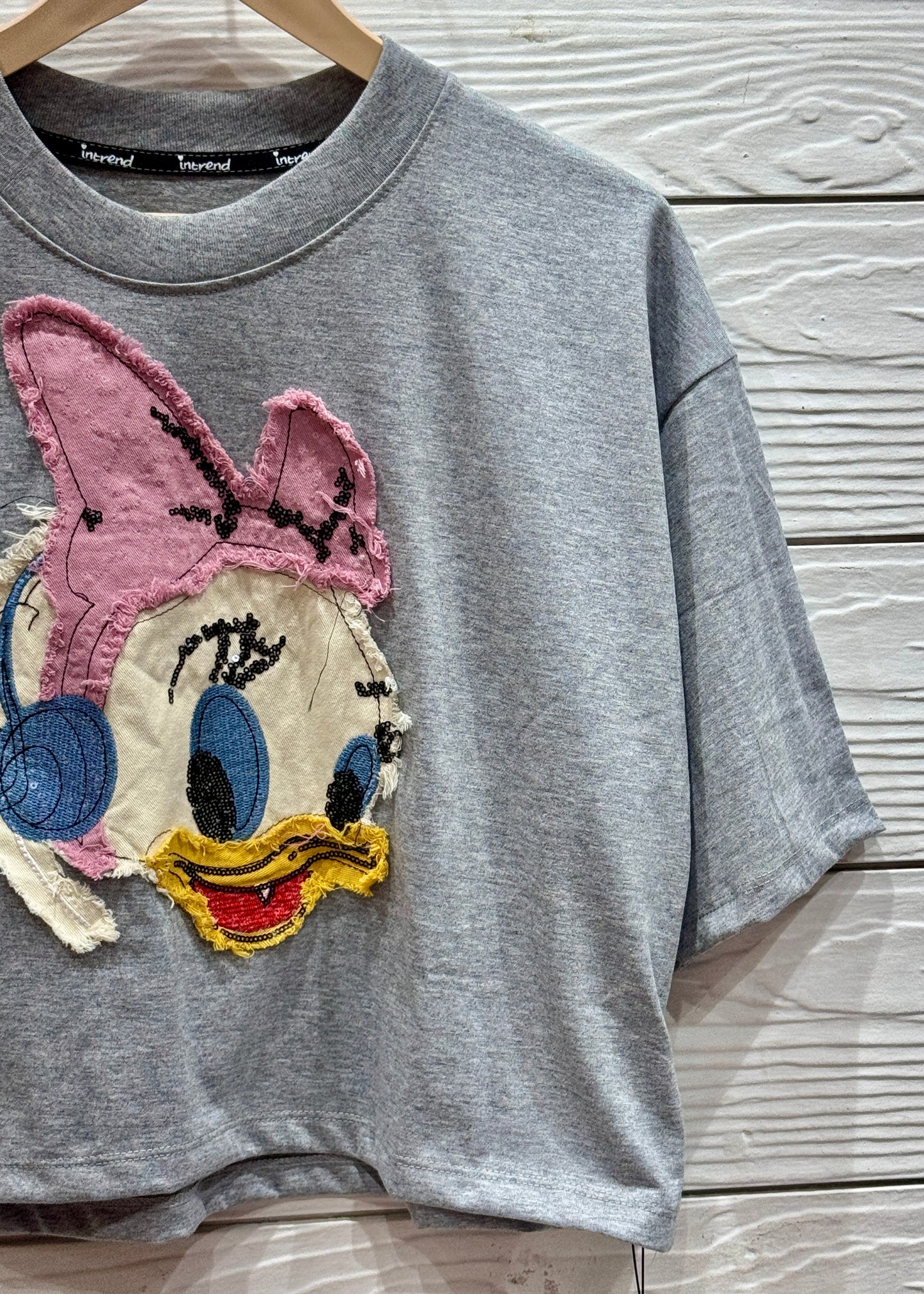 Duck Patchwork Oversized Crop T-shirt