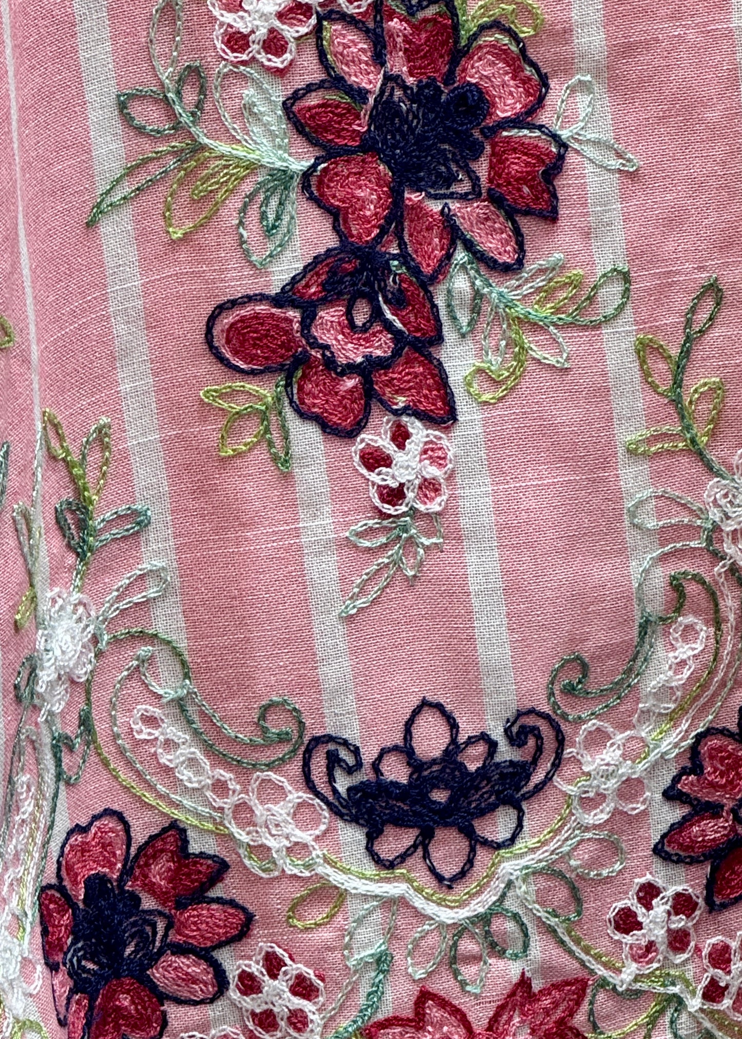 Striped Shirt with Floral Embroidery