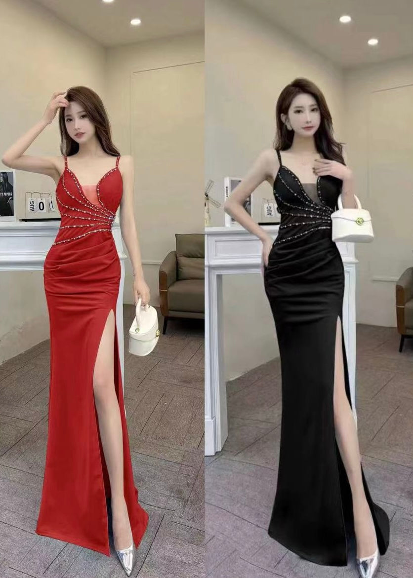 Partywear Embellished Long Gown (Side Slit)