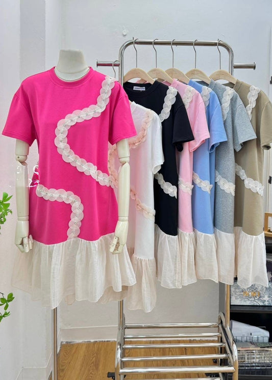T-shirt Dress with Frill Hemline