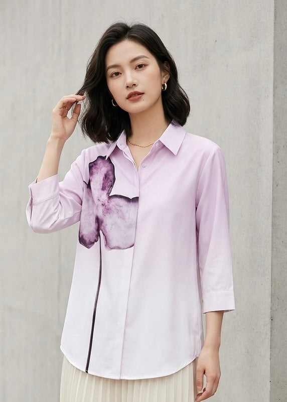 Satin Like Ombre Shaded Printed Shirt