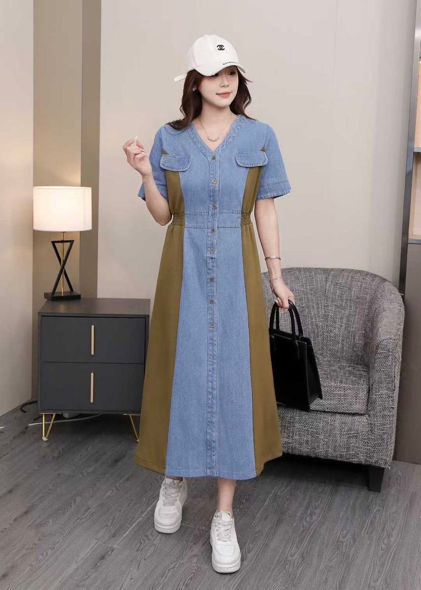 Half Denim Half T-shirt Fabric Dress