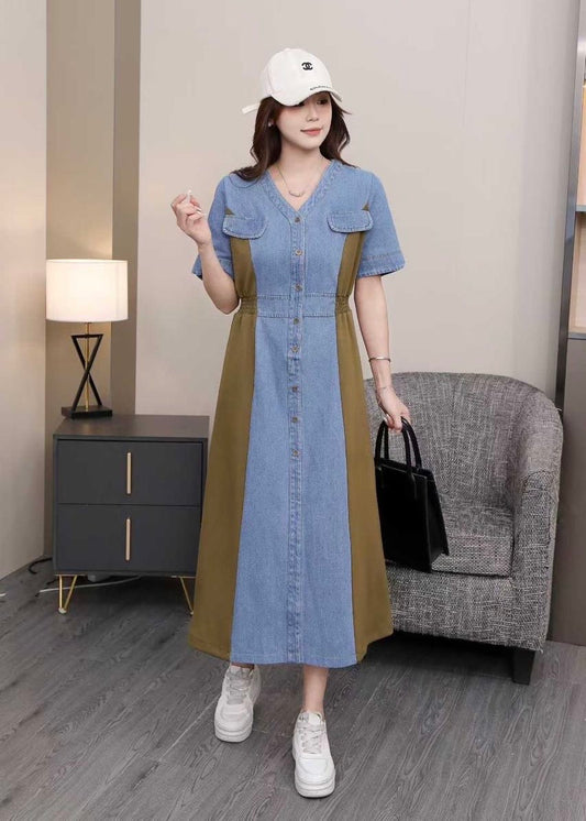 Half Denim Half T-shirt Fabric Dress