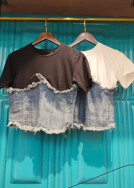 Denim Top with back chain