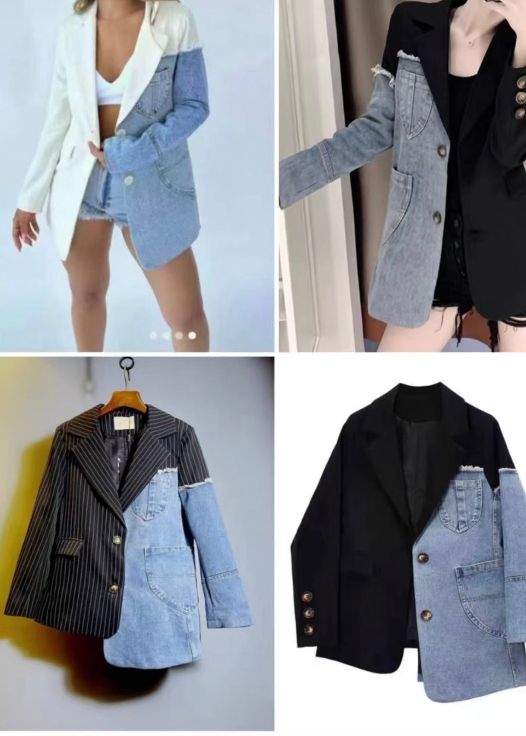 Blazer with Half Denim Work