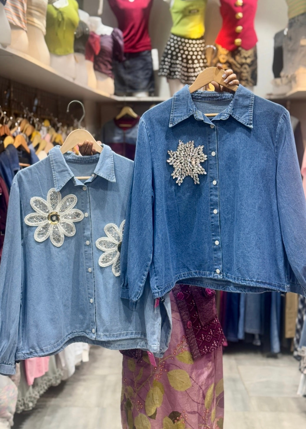 Embellished Denim Shirt