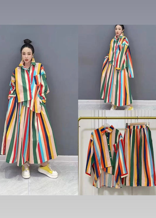 2 Pc Set - High Low Shirt with Long Flared Skirt