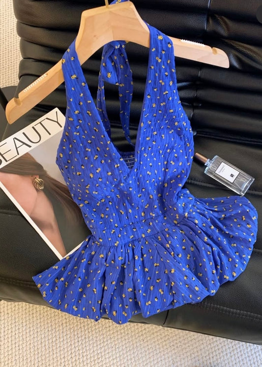 Floral Printed Padded Halter Neck Top